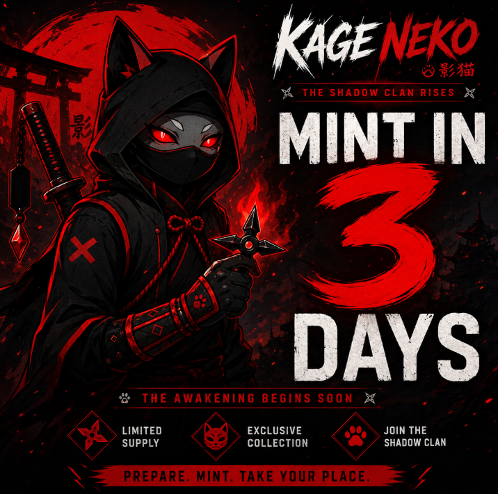 kageneko_nft's tweet photo. ⛩️ KAGE NEKO HOLDERS ACCESS INITIATED ⛩️

The Shadow Discord will soon open exclusively for holders

⚔️ First 100 wallets may be added early
🐾 Secure your place before the gates close
🔥 The awakening is closer than ever

Drop your EVM wallet below