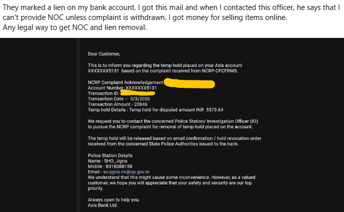 sumitdalmia's tweet photo. @Uppolice instead of Hold the dispute amount, Whole account is temp hold. 
@AxisBank https://t.co/fBLVOawvvC