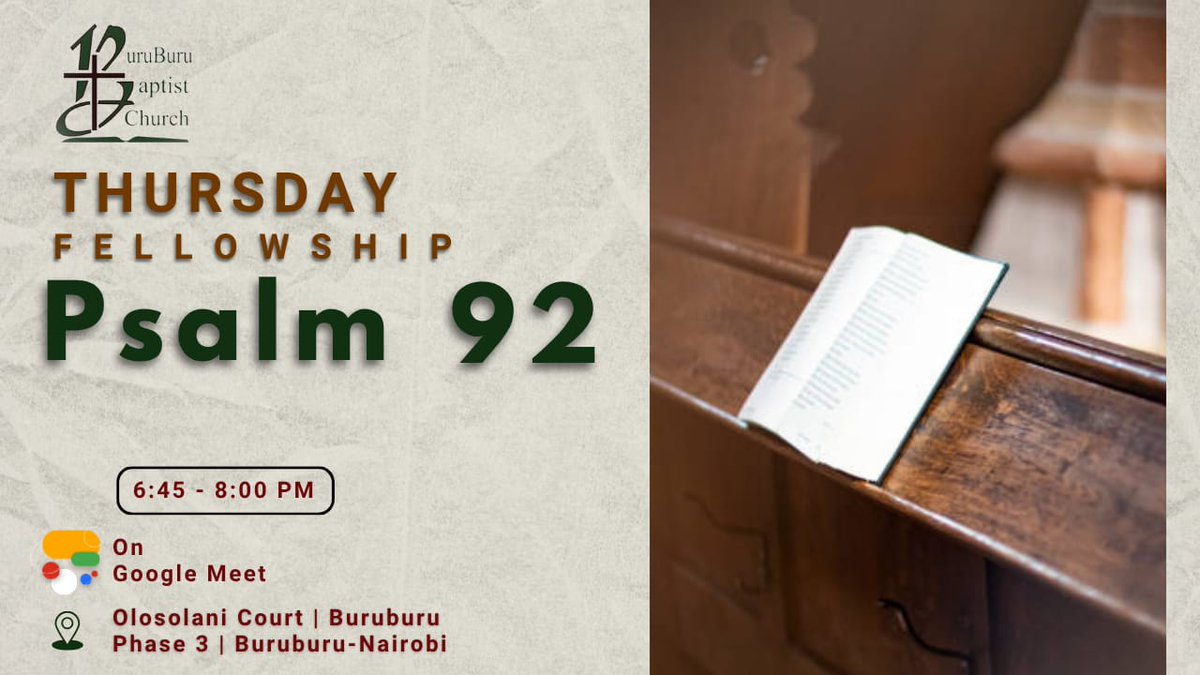 BuruBaptistC's tweet photo. Greetings all, 

Please be reminded of our Thursday Fellowship tomorrow, from 6:45pm to 8:00pm.

For those that shall not be able to join us physically, please use the Google Meet link provided.

Have a blessed night. https://t.co/6L0ANcpgbu