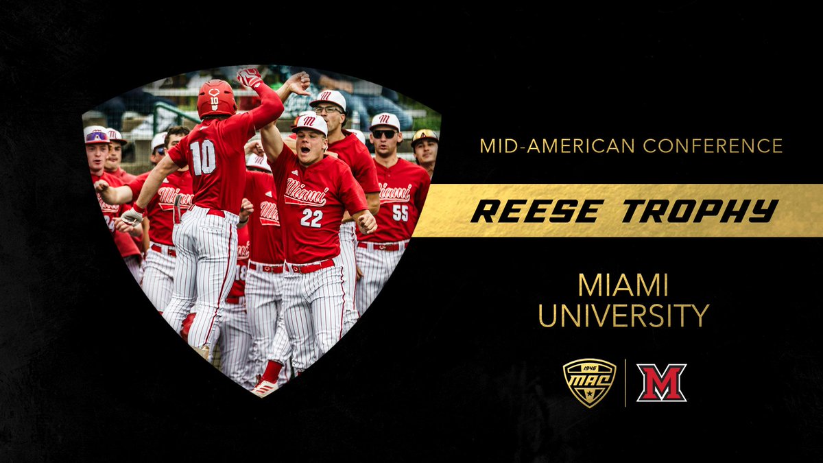 MACSports's tweet photo. Love + Honor‼️ 

Congratulations to the Miami RedHawks on winning the 2025-26 Reese Trophy!

@MiamiRedHawks | #MACtion https://t.co/553U0nxTDA