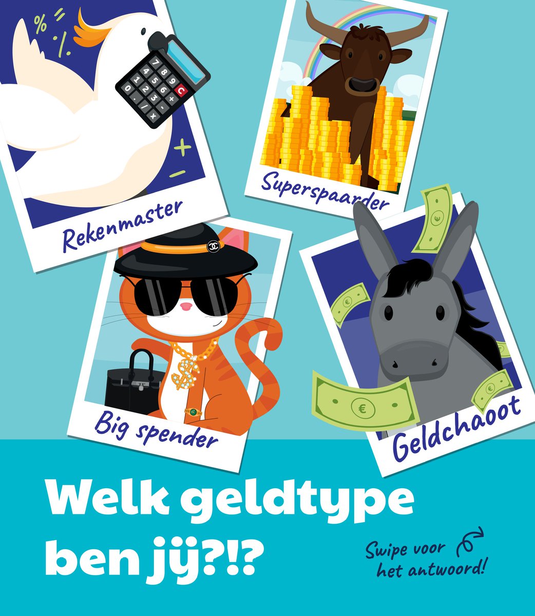 BeleggerUitleg's tweet photo. 💸 Welk geldtype ben jij? 👀
Rekenmaster 🧮, Super spaarder 💰, Big spender 💎 of toch een Geldchaoot 💵?
Swipe 👉 en ontdek welk type jij bent! 😏
#geldtype #persoonlijkefinanciën #vakantiegeld #moneytalks  #herkenbaar #BeleggerUitlegger https://t.co/a3AayKxoRn
