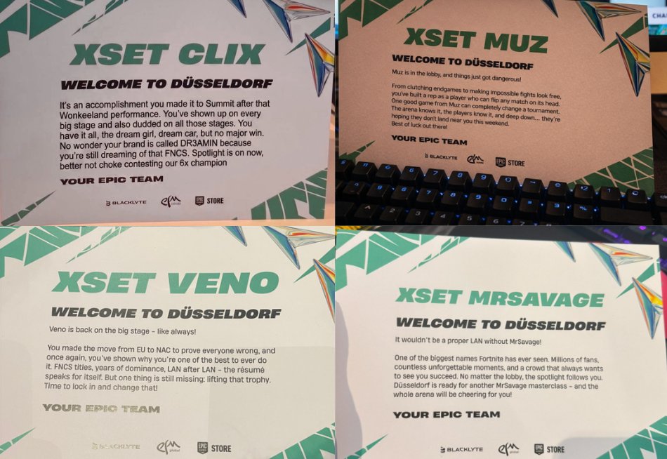 XSET's tweet photo. Who do y'all think had the best Welcome card out of all the XSET boys?

@HiggsFortnite still hasn't tweeted his 💔 https://t.co/esX6c8GTbU