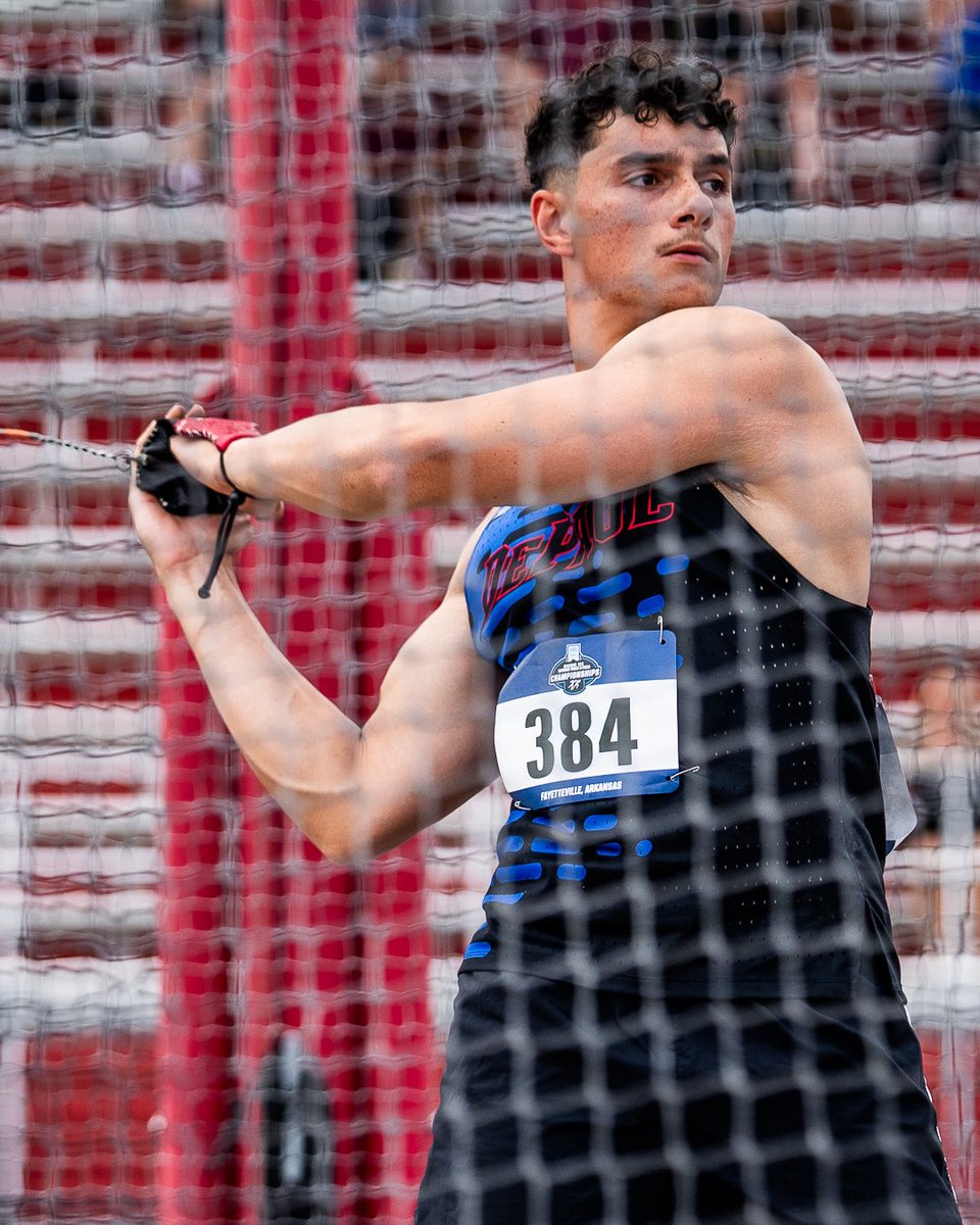 DePaulXCTF's tweet photo. TICKET PUNCHED 🎟️

Alex Bernstein hits 70.81m for 5th place in the West Region to book a spot in the NCAA Championships‼️ https://t.co/fOJkT0k5Bq