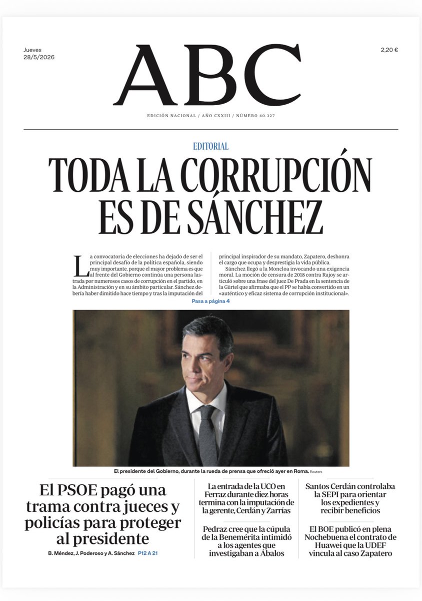 PilarGGranja's tweet photo. Portada #ABC https://t.co/xdx0YLf9DM