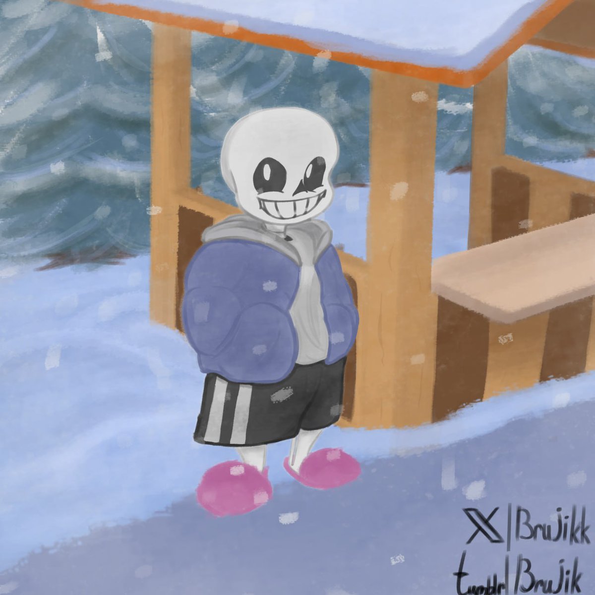 Brujikk's tweet photo. (I'll just re-post it,yeah)
Sans in snowdin,yuppey
#Sans #Undertale #Snowdin #fanartㅤㅤㅤㅤ https://t.co/DXfT85w0n2