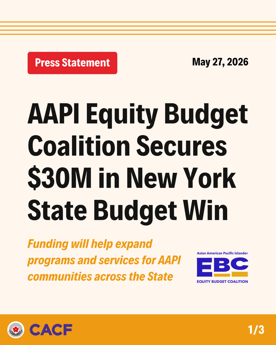 AAFederation's tweet photo. After months of dedicated advocacy co-led by @cacf and AAF, we're excited to announce that the Equity Budget Coalition has secured $30 million dollars for AAPI communities in this year's New York State Budget!   

Read our full statement: https://t.co/gdvnhQrByu https://t.co/pJLFLxVMve