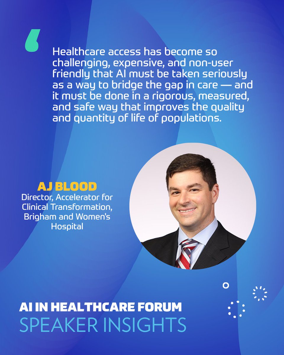 HIMSS's tweet photo. Healthcare is entering a new phase of AI adoption, one defined less by experimentation and more by implementation, governance and measurable impact.

We asked our AI in Healthcare Forum in Boston speakers why it's important for healthcare leaders to be part of honest, practical conversations about AI right now. Their responses reflect the urgency, opportunity and responsibility healthcare organizations are facing as AI becomes more deeply embedded across care delivery and operations.

Join us in Boston to be part of the conversations shaping responsible, scalable AI adoption across healthcare. https://t.co/Wj0HrwpZiS

Register by May 31 and save 20% with code AIHFBOSE200.