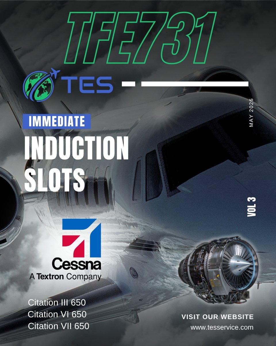 TESService's tweet photo. Attention #Cessna operators: TES now has immediate #TFE731 engine MPI induction slots for your next event...

Check out more on our LinkedIn: https://t.co/DKAhzKlVHg

#TES #businessaviation #bizjet #avgeek #EngineServices #TFE731 #Cessna https://t.co/tUJLIMMi6A