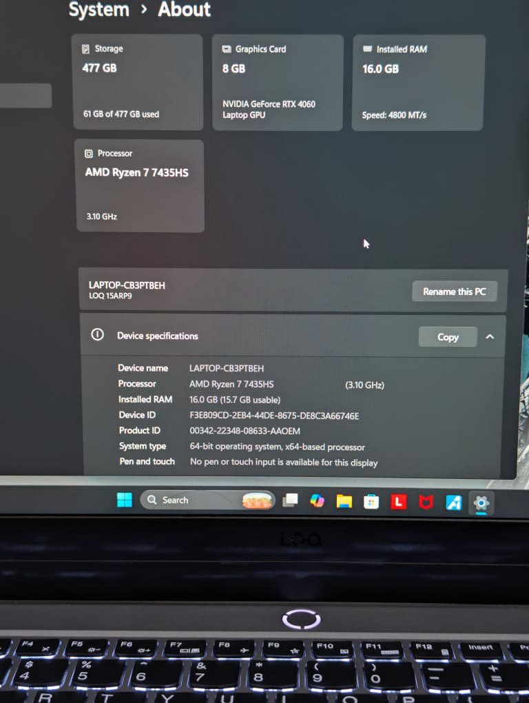 ojo_lare's tweet photo. Cop this🔥🔥🔥

Boxed,
Lenovo LOQ 15ARP9
15.6" 144Hz FHD Display 
Ryzen 7 7345HS—3.1GHz{13th Gen}
16GB RAM | 512GB SSD
8GB, RTX 4060 Dedicated Graphics 
Backlit Keyboard  
Boxed with Charger

Price- #1,600,000 https://t.co/yGjp2r6v1p