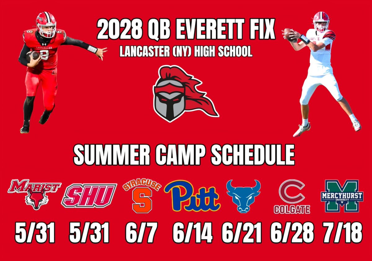 VSEAthletics's tweet photo. 2028 QB @EverettFix2028 summer camp schedule 🏈 https://t.co/wlBQWi8QvX https://t.co/XUpdgD2hCt