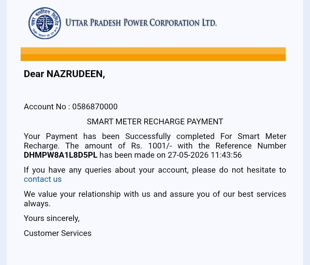 EQaumi's tweet photo. @KESCoHQ Kesco, I recharged Rs 1001 in my prepaid meter, the money was deducted from my credit card but the balance has not yet come on Plus. When will it come?
@aksharmaBharat @UPPCLLKO @KESCoHQ @UppclMedia @UppclChairman @AKSharmaOffice @nehajainias https://t.co/WZHW34TF8I