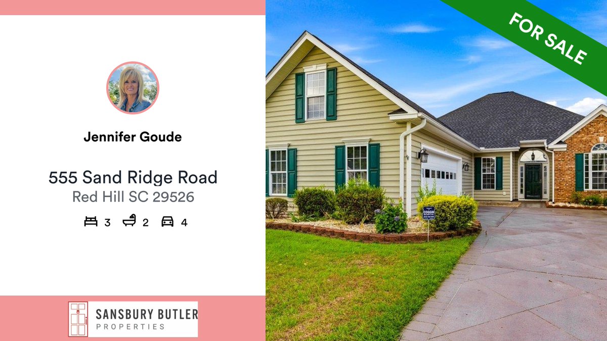 Jennifer8929's tweet photo. 🛌 3 🛀 2 🚘 4
📍 555 Sand Ridge Road, Red Hill, SC, 29526

My latest listing on RateMyAgent.
Sales Person 114437
https://t.co/uqscP8wvxr

...
#ratemyagent #realestate #Sansbury_Butler_Properties https://t.co/vAIRuZLWde