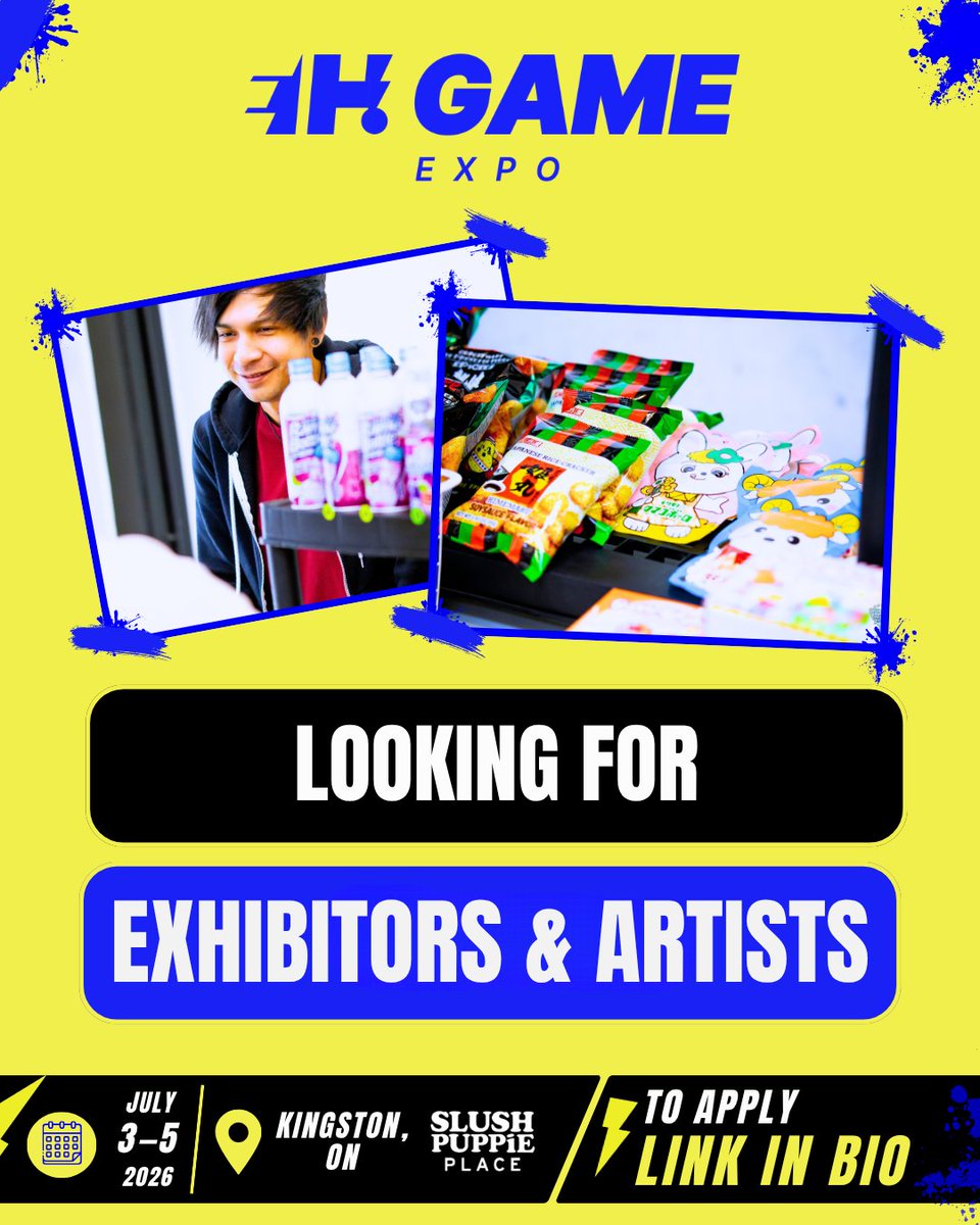 ehgameexpo's tweet photo. Exhibitor &amp; Artist Alley applications are open for Eh! Game Expo: Game in Kingston!

📅 July 3–5, 2026
📍 Slush Puppie Place, Kingston, ON

🔗 Apply now: https://t.co/PNcx95RbR2 https://t.co/0YHqCf8wqh