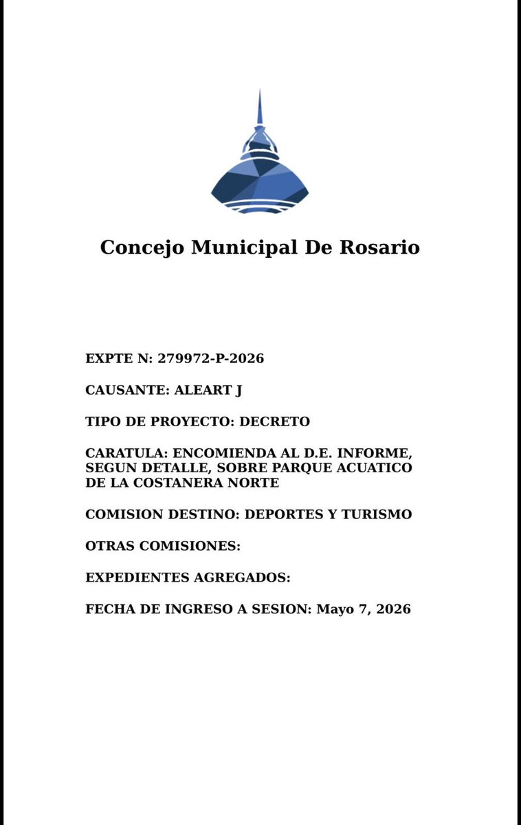 JAleart's tweet photo. ROSARIO NECESITA SENSATEZ, NO DELIRIOS MILLONARIOS NI CIRCO POLÍTICO

A partir de ahora vas a ver cómo opera el aparato oficialista de Unidos: mentiras, operaciones en medios y humo político. Exactamente igual que el kirchnerismo.

Mientras Javkin impulsa un parque acuático estatal de 3 millones de dólares y otros sectores proponen consultas populares que costarían prácticamente lo mismo que la propia obra, la ciudad sigue con calles destruidas, veredas rotas y sucias y miles de rosarinos con dificultades de acceso al agua potable. Rosario necesita sensatez y prioridades.

El debate público fue contaminado por “mentiras institucionales y humo político”, particularmente en torno a las facultades reales del Concejo Municipal.

Ya presenté PERSONALMENTE en la Municipalidad un recurso formal para la paralización de la licitación y de las obras. Por otro lado, el caso ya se encuentra en la órbita judicial.

También logramos aprobar un pedido de informes obligatorio en el recinto y estamos esperando que el Ejecutivo entregue los estudios técnicos y ambientales. 
Y si no aparecen los papeles, iremos directamente a la Justicia.

Rosario necesita gestión, transparencia y sentido común. No más delirios millonarios financiados por los vecinos.