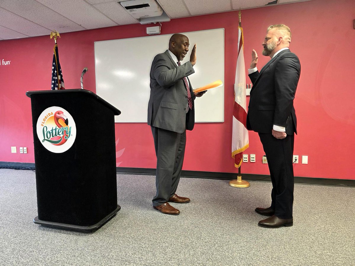 floridalottery's tweet photo. Today, the Florida Lottery proudly celebrates an important milestone as Director Loren Lowers was officially sworn in as Director of Security. Congratulations to Director Lowers on this well-deserved appointment and commitment to protecting the integrity and security of the Florida Lottery. We look forward to your continued leadership and service.