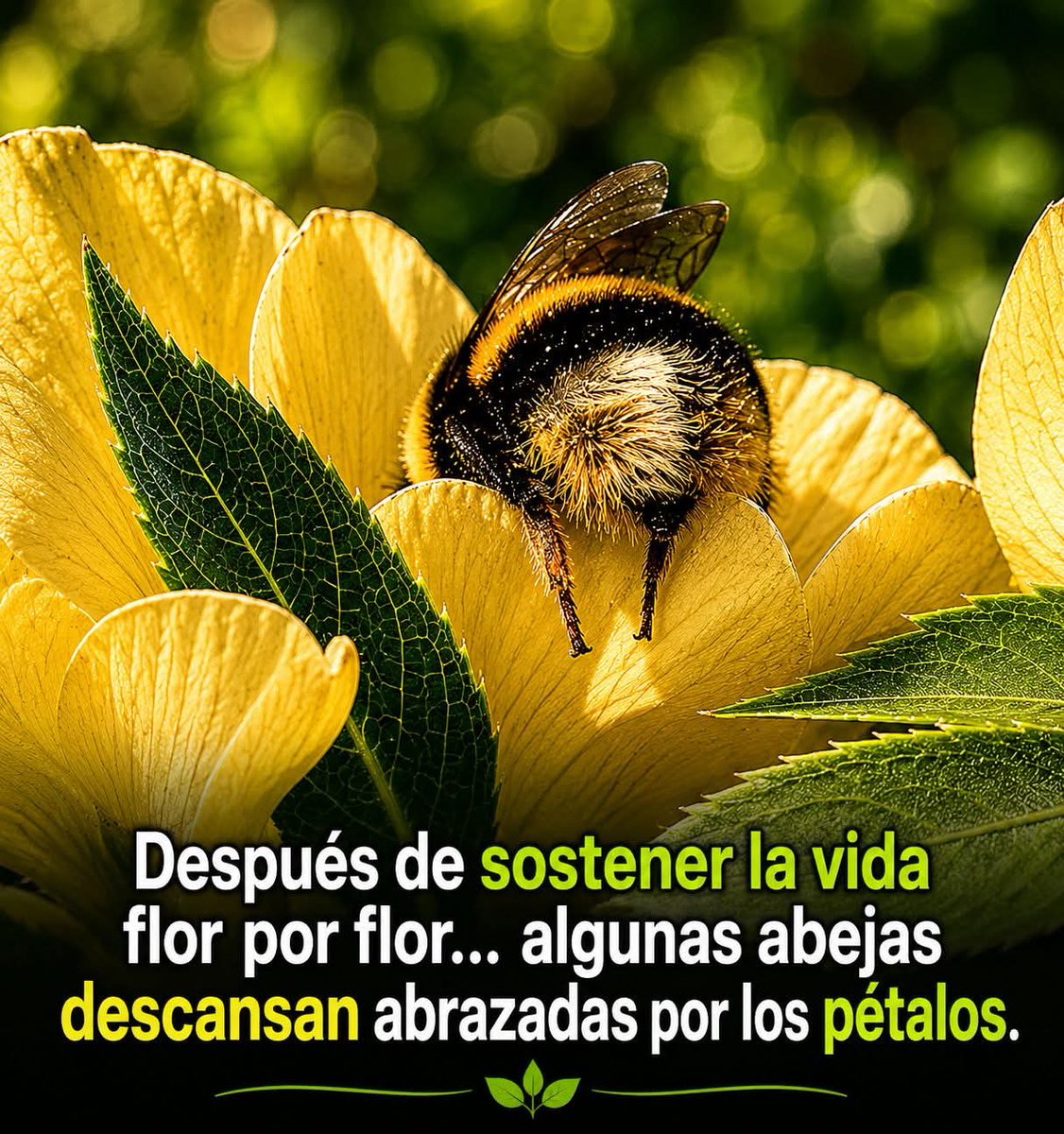 agropecuario_b's tweet photo. Es una bellísima imagen de una abeja descansando sobre la flor, éstos maravillosos insectos a diario visitan cientos de flores recolectando polen para la producción de miel, terminan el día muy agotadas.

😍
Es una tierna imagen 
🌼🏵🌻🐝🐝 https://t.co/1yN37BxdfC
