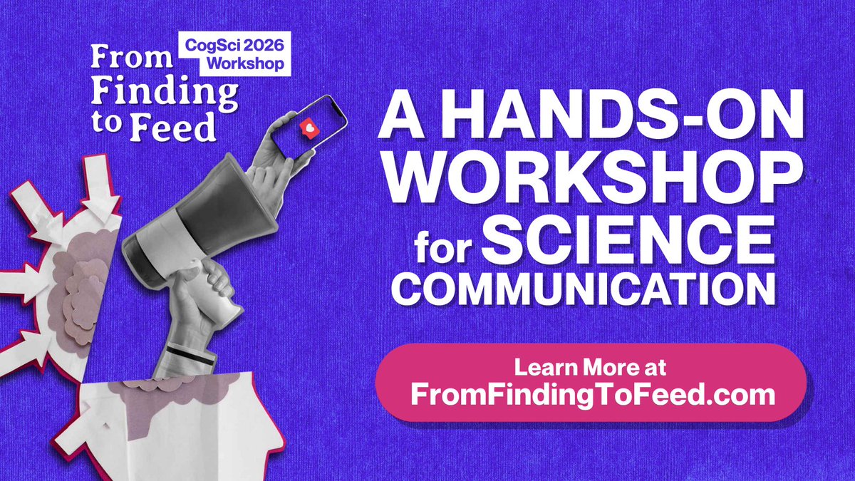viridiano's tweet photo. You've spent years learning to explain your research to other scientists. But what about everyone else?
We're running a #workshop at #CogSci2026 to help you change that!
📍Workshop 7
🗓️ Wed, July 22 • 1:00–4:30 PM
Visit https://t.co/c9sdzUrnMM to learn more and register #fftf https://t.co/QcMN7Pw5e7