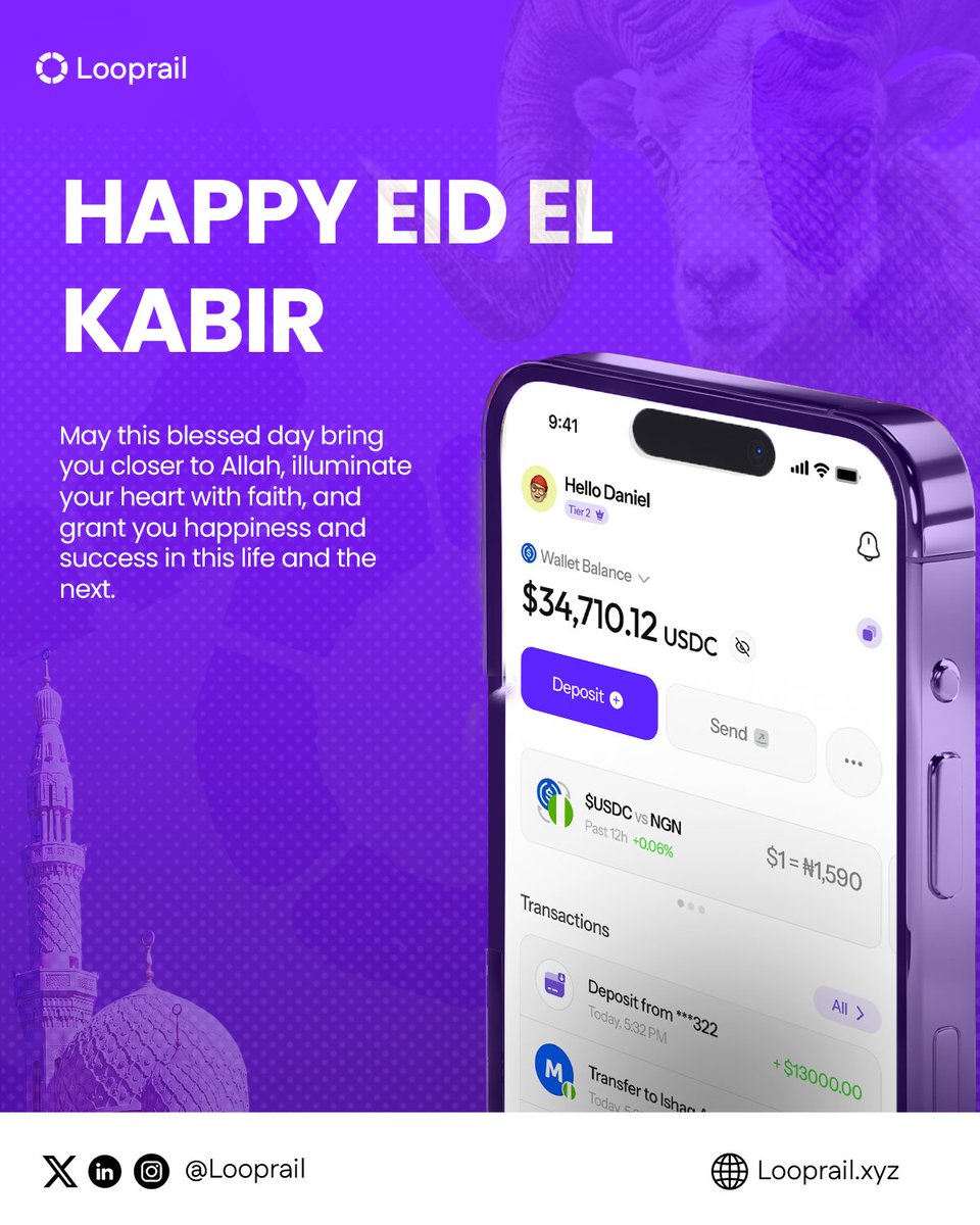 LooprailHQ's tweet photo. Eid Mubarak from Looprail

Wishing you peace, happiness, and prosperity this Eid.  

#EidMubarak #Looprail https://t.co/3yAWhI4s0O