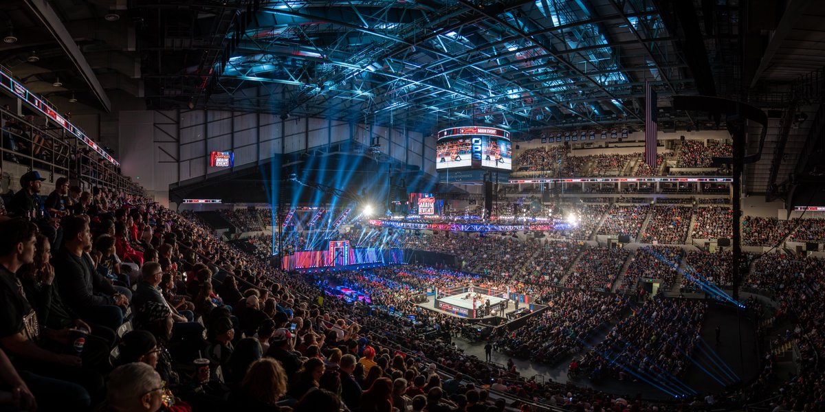 acwmc's tweet photo. WWE made its mark on Fort Wayne, but what made this event legendary was YOU. ❤️

9,878 fans made history this weekend, making Saturday Night's Main Event the #1 highest grossing sporting event and #3 highest grossing overall event at @acwmc.

📸 Jared Christiansen https://t.co/cDrcWNN4Bn