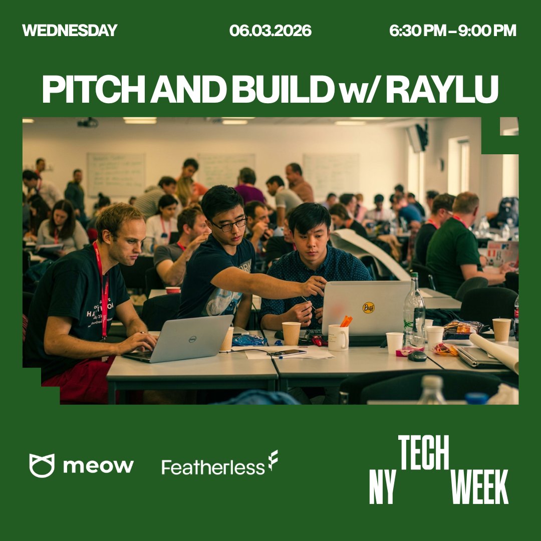 alidastjerdi's tweet photo. NY @Techweek_ is one week out and Raylu is throwing our first hackathon!

Most hackathons are judged by engineers. Ours is judged by the partners actually writing checks.

Top 6 demo live June 3 in Soho.

Prizes: MacBook, $1K Anthropic credits, and more. 

Link in comments https://t.co/SzHk0NSd50