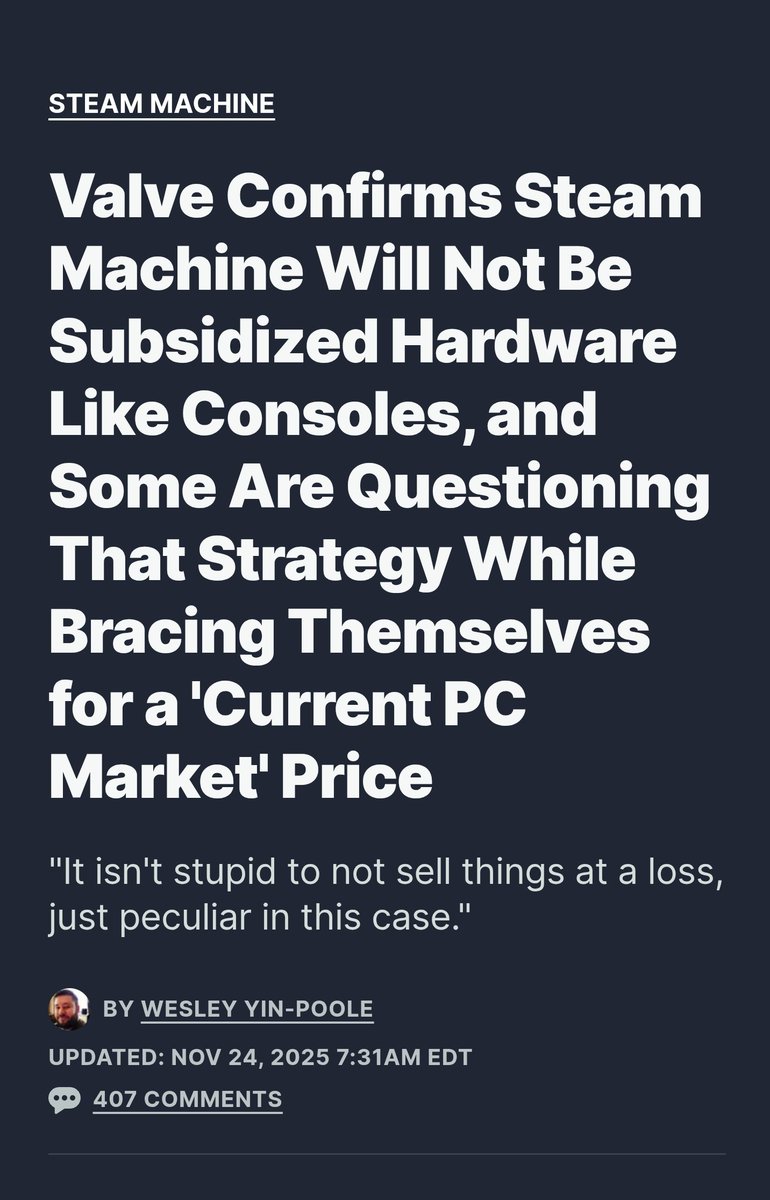 The_Source_Plug's tweet photo. @HardwareSteam @JosephTerix Valve already confirmed they won't sell it at a loss https://t.co/vijffGI8uJ