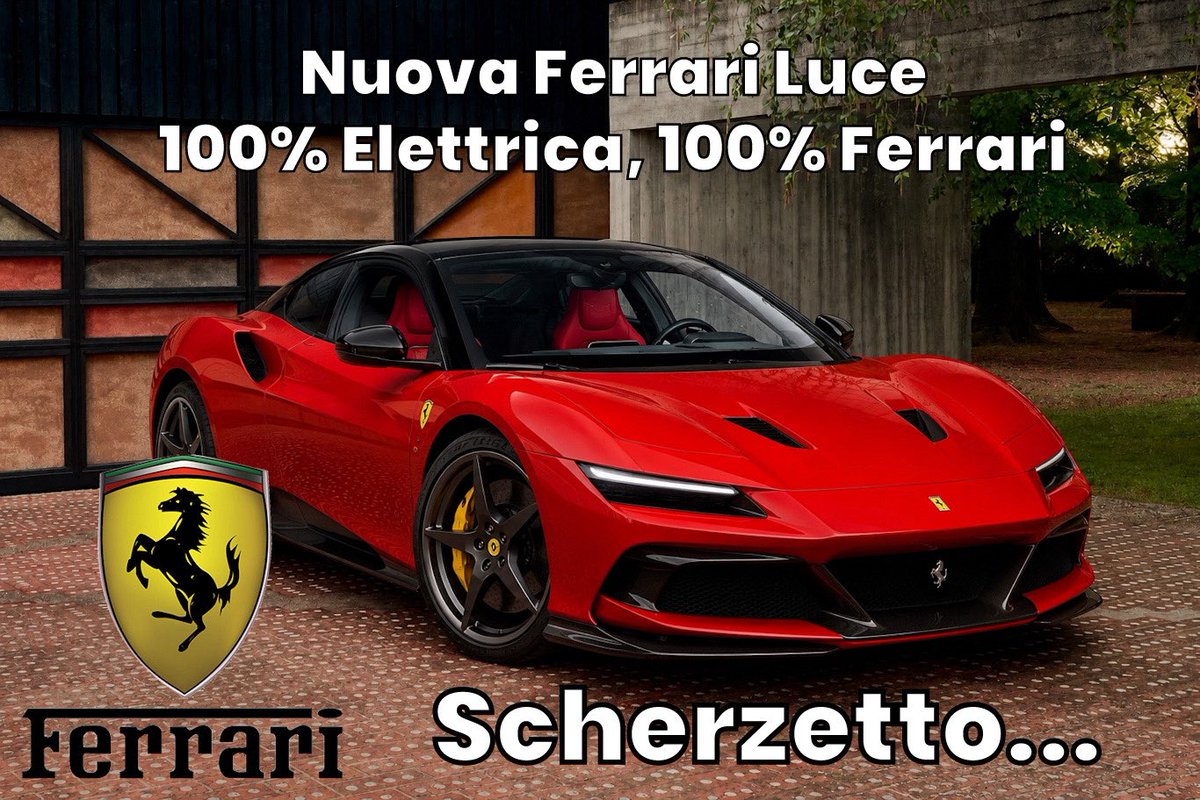 SamuelZallocco's tweet photo. Ah! Era uno scherzo! 🤣

#Ferrari #Luce #Maranello #evferrari #AI #IA https://t.co/YxQImLXqml