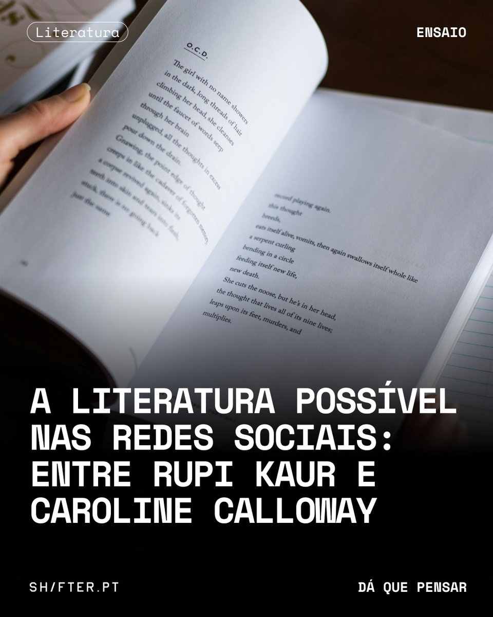 SHIFTERpt's tweet photo. De Rupi Kaur a Caroline Calloway, há uma geração de escritores que surgiu com a proliferação das redes sociais. Os seus trabalhos literários não são apenas difundidos nas redes, são criados para este formato.

🔗 https://t.co/aTnLy1D7J8 https://t.co/YnuqDXPDFd