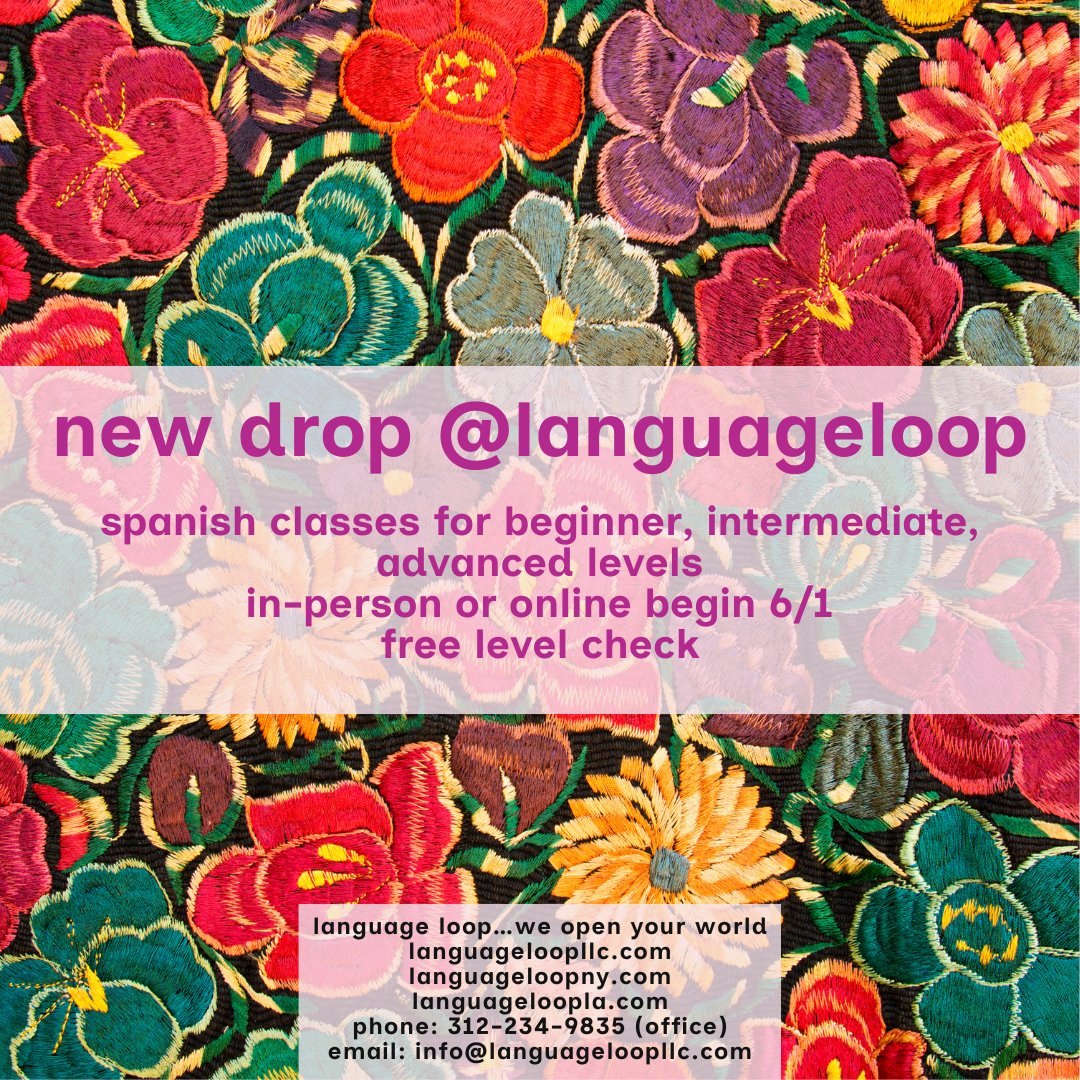 LanguageLoop's tweet photo. study spanish @languageloop this summer and see real results 🌻

in-person sessions available right now:

➡️absolute beginner
-mondays 7-9pm starts june 8th
-tuesdays 6:30-8:30pm starts june 9th

➡️beginner plus
tuesdays 4:30-6:30pm starts june 2nd
saturdays 12-2pm starting june 6th

➡️intermediate:
tuesdays 6-8pm starts june 2nd
fridays 3:30-5:30pm starts may 29th

-native teachers only
-small groups of up to 3 people only
-structured courses following a textbook + real life practice speaking, listening, and writing

to schedule your free level evaluation or for more details, please call 312-234-9835   

#spanishclasses  #spanishlessons #spanishlanguage #LanguageLearning #foreignlanguages #learnspanish #spanishcourses #tutoring #chicago #Illinois #midwest #languageschool #LANGUAGE #LanguageHacks  #Spain #MexicoCity #colombia #TravelGoals #traveltips #education #vacation #tourist #southamerica #centralamerica #FIFAWorldCup #mexico #soccer #tourism