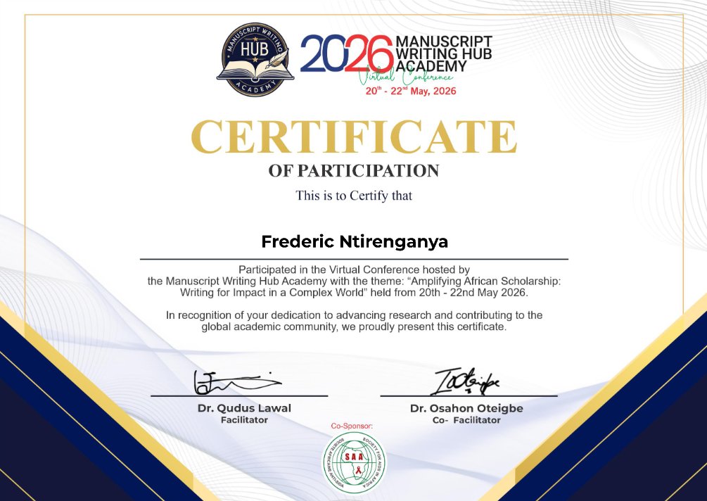 ntfredo's tweet photo. Grateful to the Manuscript Writing Hub Academy for the insightful 2026 Virtual Conference on “Amplifying African Scholarship.” Thank you for empowering researchers and advancing African scholarship globally.#AfricanScholarship #Research #ICASA https://t.co/L1brmmYPcL