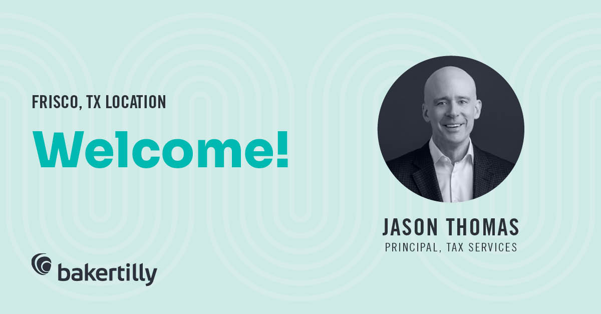 KamiRefa's tweet photo. Welcome, Jason Thomas! Baker Tilly US is pleased to welcome Jason as a new principal joining our Frisco, TX location! Learn more about Jason: https://t.co/6p8a4hHDrA https://t.co/aIAYOMiVA4