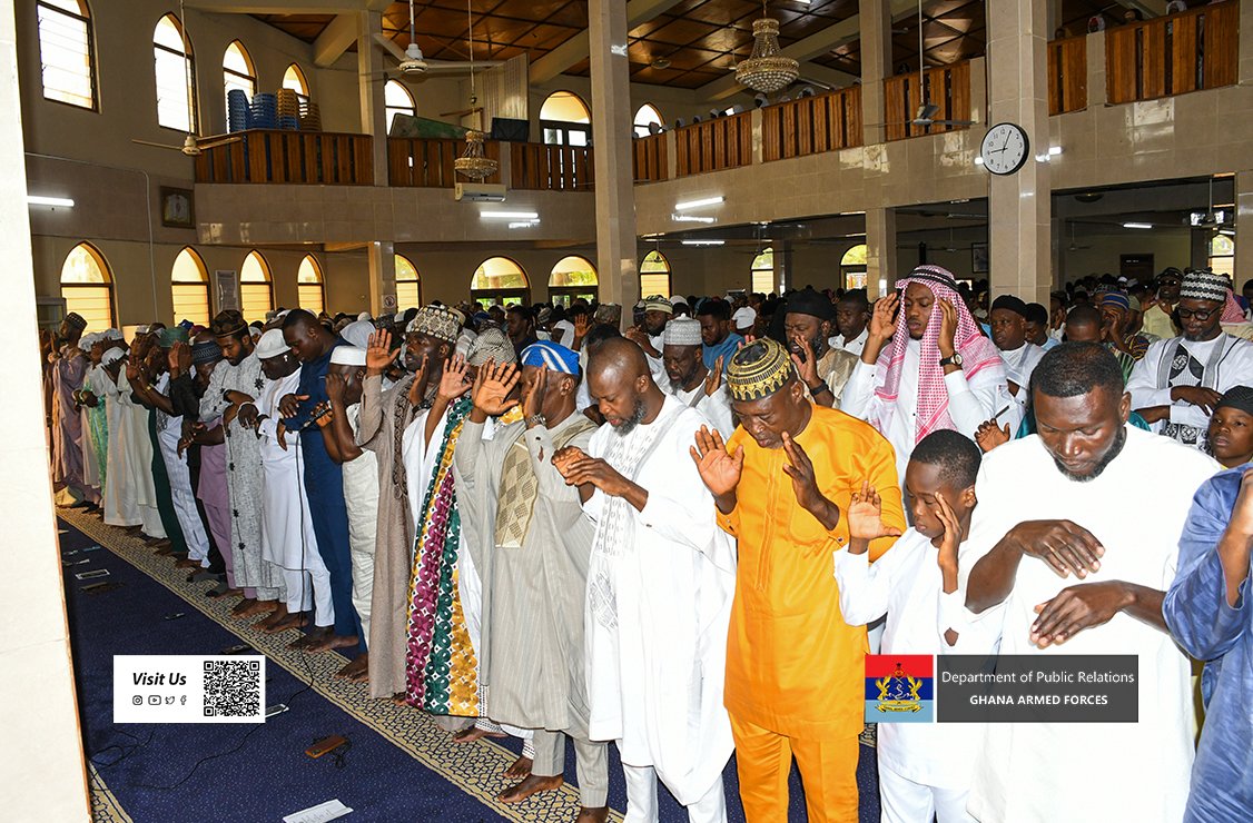 GhArmedForces's tweet photo. The Chief of the Defence Staff (CDS), Lieutenant General William Agyapong, has called on members of the Muslim community within the Ghana Armed Forces (GAF) to uphold the virtues of humility, sacrifice, discipline and compassion in the discharge of their duties as they celebrate this year’s Eid-ul-Adha.

https://t.co/R1lml5pReV

Story by Pte Nanyame Stephany 
Pictures by Mr Awindor Henry