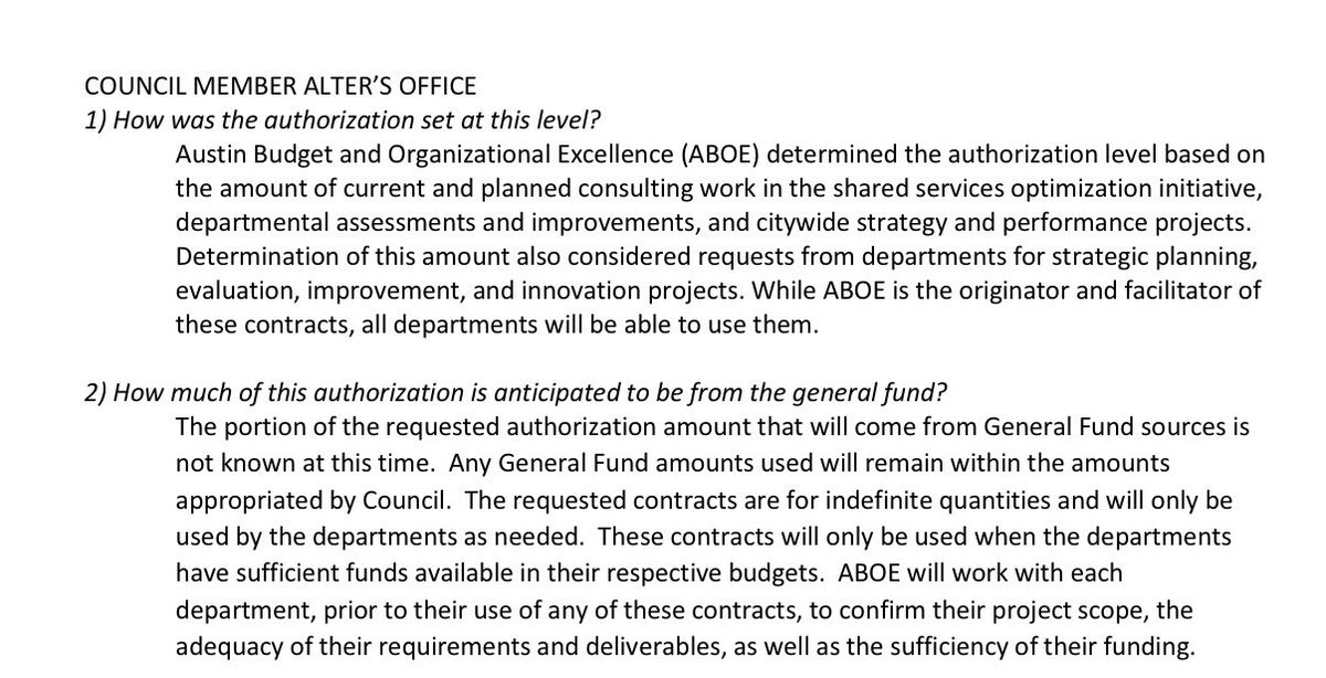 data_atx's tweet photo. In a situation eerily similar to the $27 million AV contract, council tomorrow will vote on a $7.5 million consulting contract with several consultants including McKinsey 

Once again, staff can’t give a list of the consulting projects or how much comes from the general fund

In other words, it’s a slush fund. Vote no and make staff justify each project!