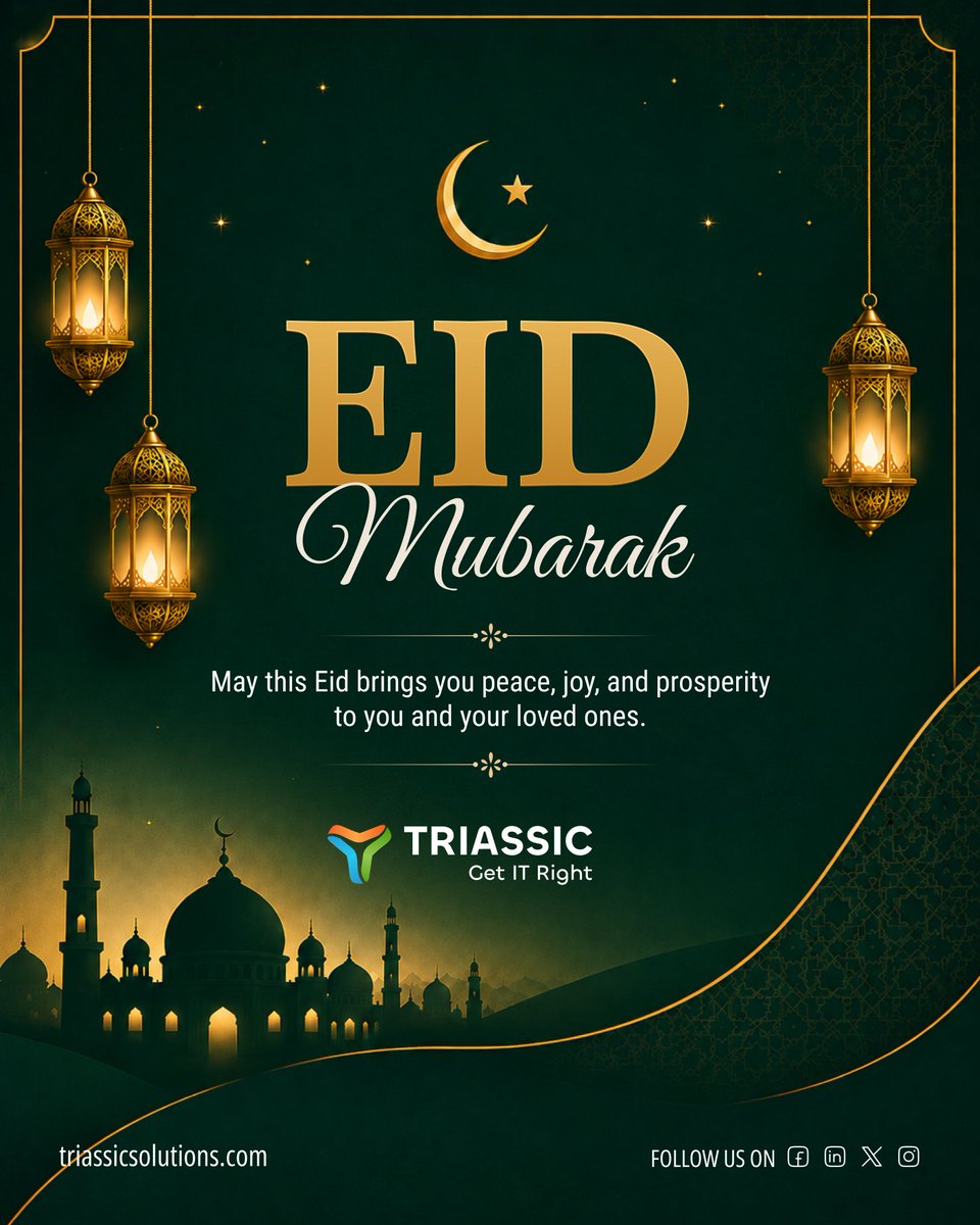 TriassicSolns's tweet photo. May this Eid al-Adha bring joy, peace, and prosperity to you and your family. Eid Mubarak! 🌙✨
#EidMubarak #HappyEid #OnlineWishes #EidGreetings #ITServices #SoftwareDevelopment #WebDevelopment #DigitalTransformation #OutsourceToIndia #USBusiness https://t.co/NbrtXQGskt