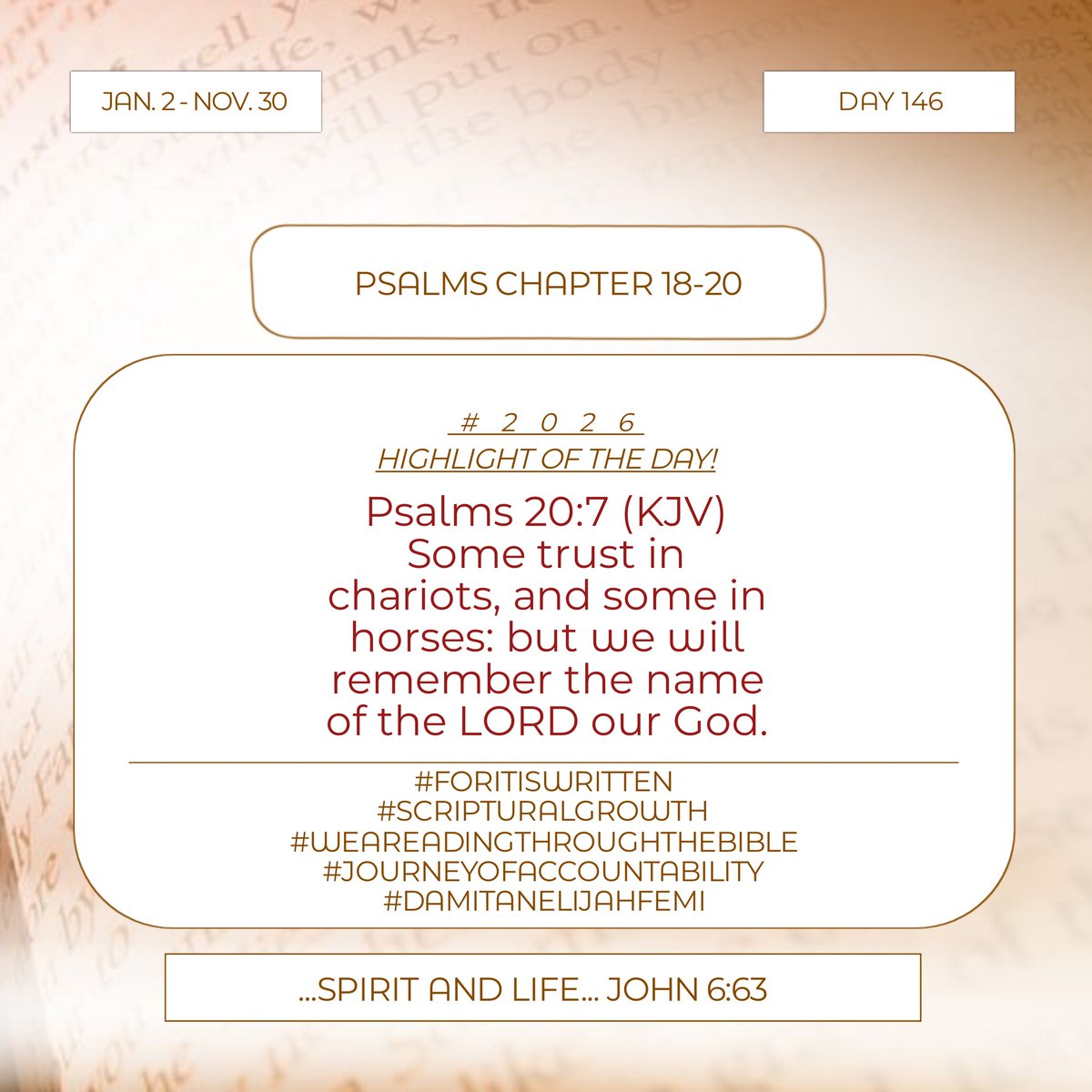 Damitanelijah's tweet photo. THE UNSTOPPABLE WEIGHT⚖️📖

👇 Comment "DAY 146" if yi8our momentum is locked!

#Day146 #ForItIsWritten #ScripturalGrowth
#ReadingThroughTheBible
#BibleStudy2026 #NewYearNewDepth #JourneyOfAccountability #DamitanElijahFemi #x #xviral https://t.co/72NnqB3tCX