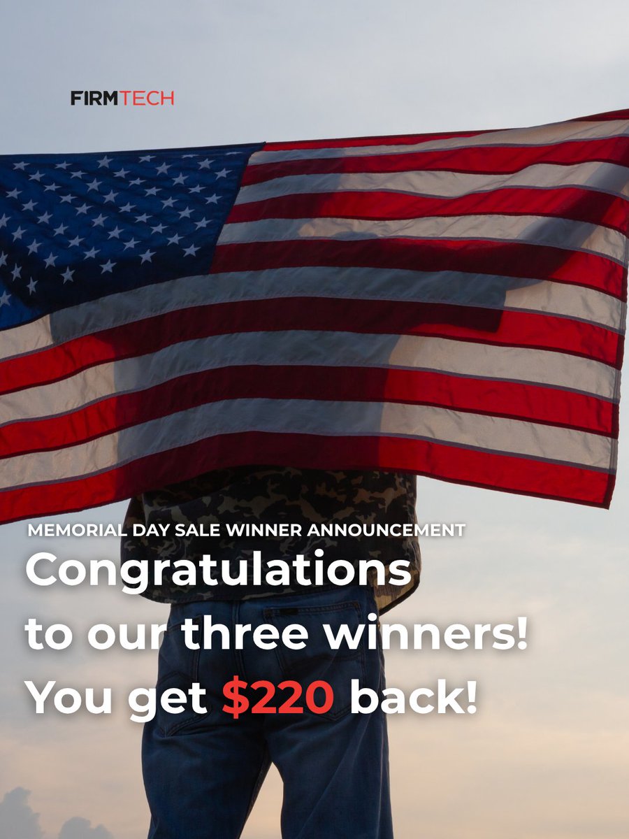 myfirmtech's tweet photo. Congrats to our Memorial Day sale winners, Randall, Matt, and Scott. Each gets $220 back on their TechRing.

FirmTech is matching that with a $660 donation to a veterans charity.

Don't miss the next sale. Subscribe to our newsletter. 

https://t.co/5KMTojy6b1 https://t.co/Oxg5jq2zUS
