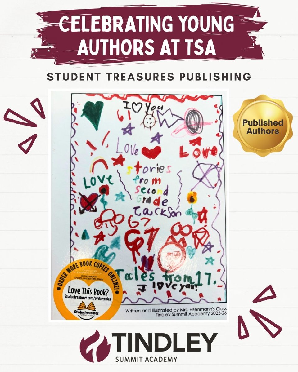 tindleysummit's tweet photo. 📚 TSA’s 2nd graders in Mrs. Eisenmann’s class are officially published authors through Student Treasures!
We’re so proud of their creativity, hard work, and dedication. 📖
#TSAProud #YoungAuthors #StudentTreasures https://t.co/YtjWjhANx9