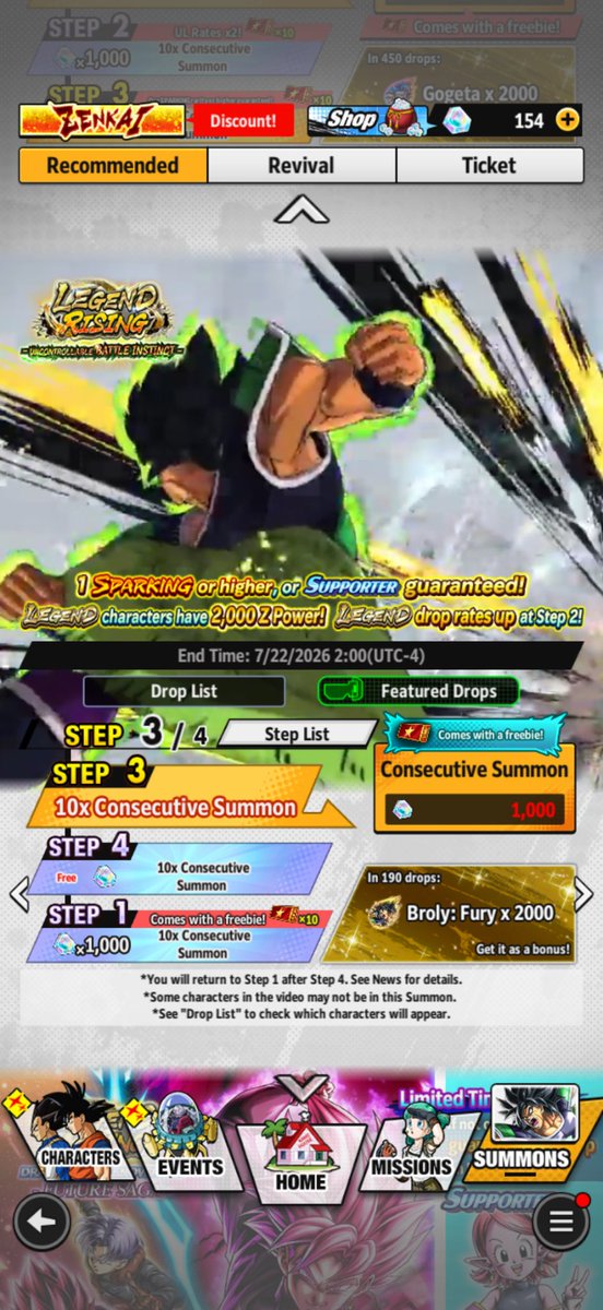 OmDokkan's tweet photo. I am genuinely the luckiest unlucky person ever bro. 7 rotations in (20k) and no Broly. I’ve gotten a new character animation twice now just to get Paragus. Fucking hell I had a summon where I got TWO alternate art supporters 😭. Paragus is about to be 14* too https://t.co/SKQH5KvEXT