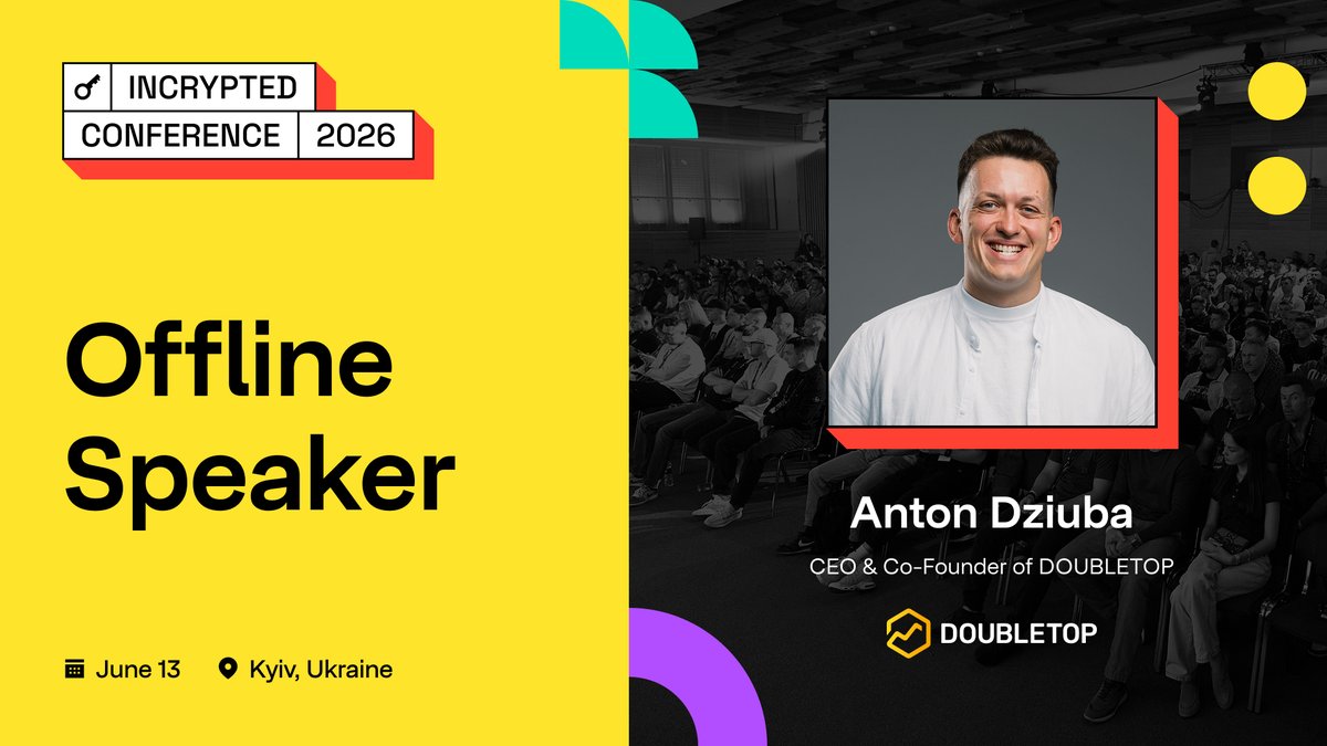 incrypted's tweet photo. 89,700 YouTube subscribers
74,700 Telegram followers

One of the biggest crypto communities in Ukraine, and biggest private crypto community in Ukraine.

Anton Dziuba @hexdrunker is joining Incrypted Conference 2026 as an offline speaker.

CEO and Сo-Founder of @doubletop_io
Their content and products has been helping thousands of traders read the market for years, and print on it.

June 13
Parkovy Convention Center,Kyiv

Tickets https://t.co/HuTQ7nD2Yy