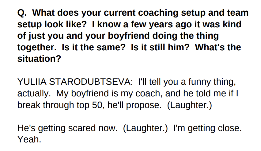 christophclarey's tweet photo. Yuliia with the line of the day after the upset of the day https://t.co/2ikVmke8ir