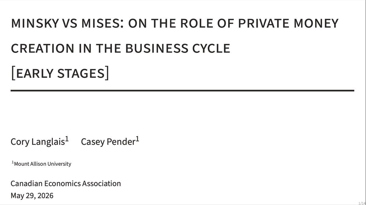 Cory_Langlais's tweet photo. @GeorgeSelgin I and @casey_joe are revisiting this debate. We are working on getting Canadian clearing house data and quarterly GNP series for Canada's free banking era. Early stages yet. Presenting model at CEAs this Friday. Hopefully by Fall we will have working draft. https://t.co/FZImhIe7nn