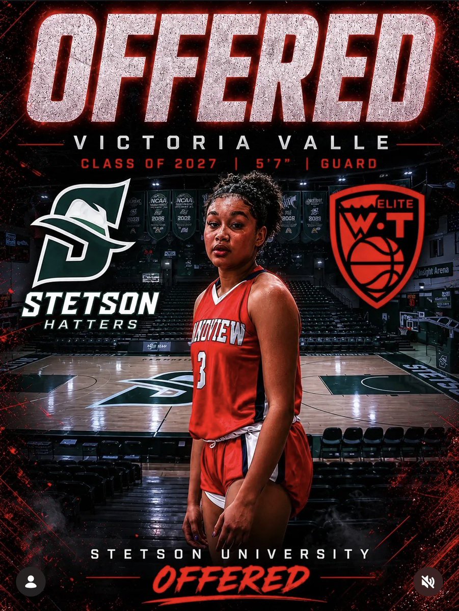 VictoriaValle32's tweet photo. I am grateful and thankful to receive an offer from Stetson University ! @StetsonWBB 🤍💚
Thank you @Melissa_DeVore for the lovely conversations and a amazing opportunity 🙏🏽
#blessed #GoHatters https://t.co/A77gZhnbBE