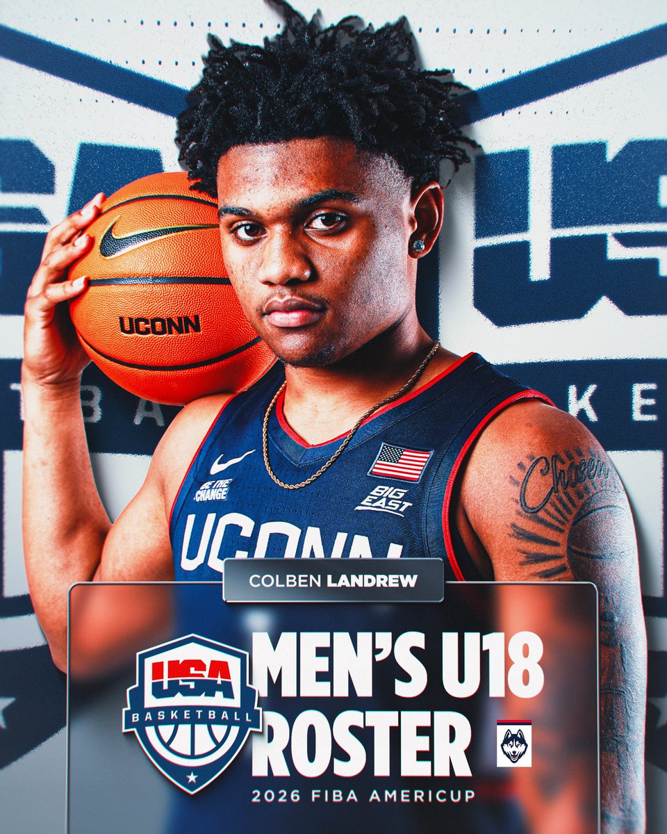 ThePortalScoop's tweet photo. 🚨 Colben Landrew 5⭐️ UConn Huskies men’s basketball signee has been named to the USA Basketball U18 team for the 2026 FIBA AmeriCup!! Landrew’s journey is unbelievable from being unranked last year to now representing Team USA!! A true definition of keeping your head down staying focused and continuing to work!! The move from Alabaster to Georgia paid off in a major way. Keep doing your thing killer!!

✅ 2x 6A State Champion
✅ 2X 6A Region 5 Player of the Year
✅ Adidas EuroCup Champion
✅ 3SSB Champion
✅ One of the top scorers on Game Elite
✅ 20+ D1 offers from elite programs like Auburn, Alabama, UConn, Purdue & more
✅Jordan Brand Classic
✅Balllislife All American
✅Georgia Player of the Year 
✅2026 Gatorade Player of the Year 

To top it all off Colben Landrew is one of the premier players in the country and a proven winner at every level of grassroots basketball!! From championships to national recognition he’s built a winning pedigree that he’ll soon be bringing to UConn in the coming months!!