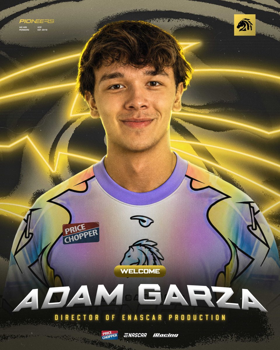 PioneersGG's tweet photo. We would not be KCP without @adam__garza

Please Welcome back our newest Director of eNascar Production🏁 

There is no one better for this role, we are ecstatic to still have you apart of the team! https://t.co/zlrHhbuDQc