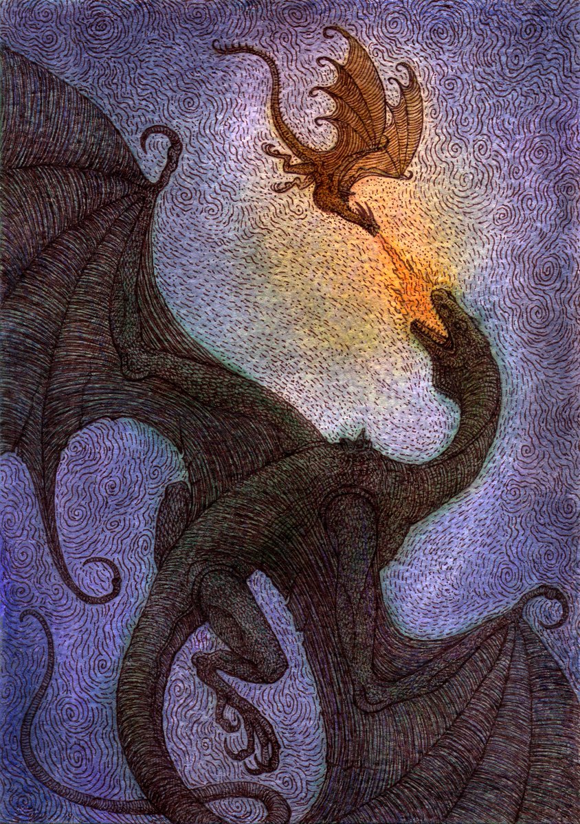 moonwyvern's tweet photo. Like mother like son 
Arrax and Syrax vs Vhagar 

#hotd #asoiaf https://t.co/bULUT1iTDQ