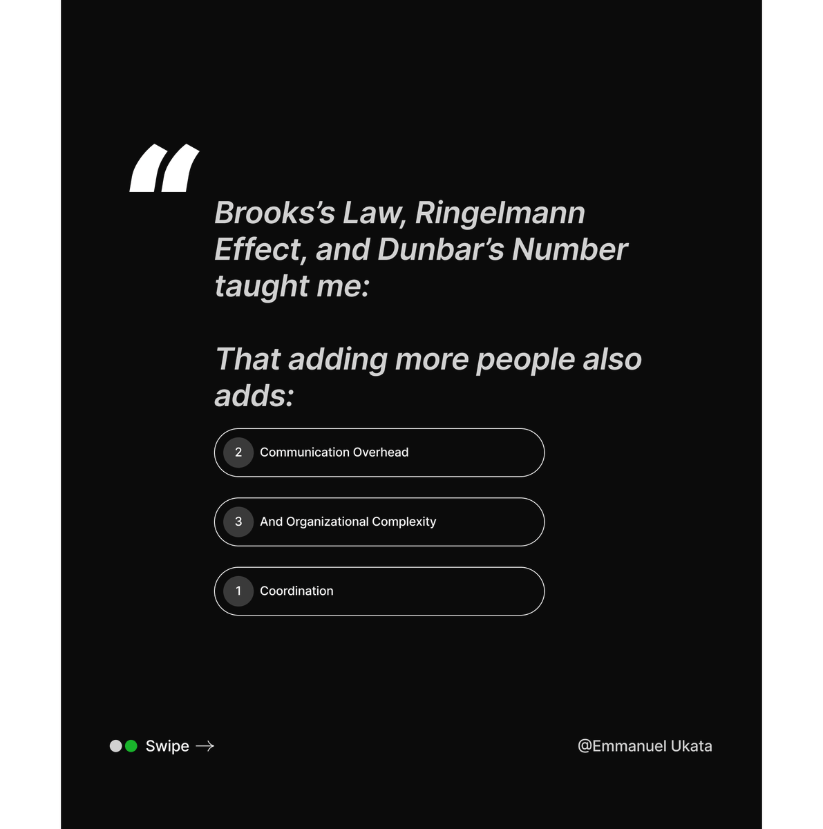 katadevdesign's tweet photo. After studying 9 more software engineering laws focused on teams and organizations, one thing keeps becoming clearer to me:

Many software problems are actually people problems.
#SoftwareEngineering #SystemDesign #BuildInPublic https://t.co/G9ZtlU7fZ1