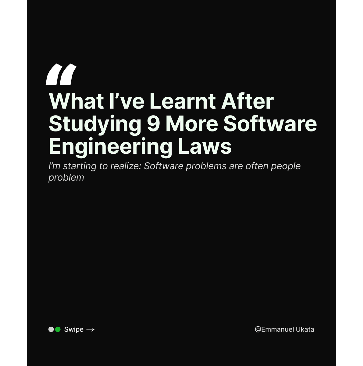 katadevdesign's tweet photo. After studying 9 more software engineering laws focused on teams and organizations, one thing keeps becoming clearer to me:

Many software problems are actually people problems.
#SoftwareEngineering #SystemDesign #BuildInPublic https://t.co/G9ZtlU7fZ1