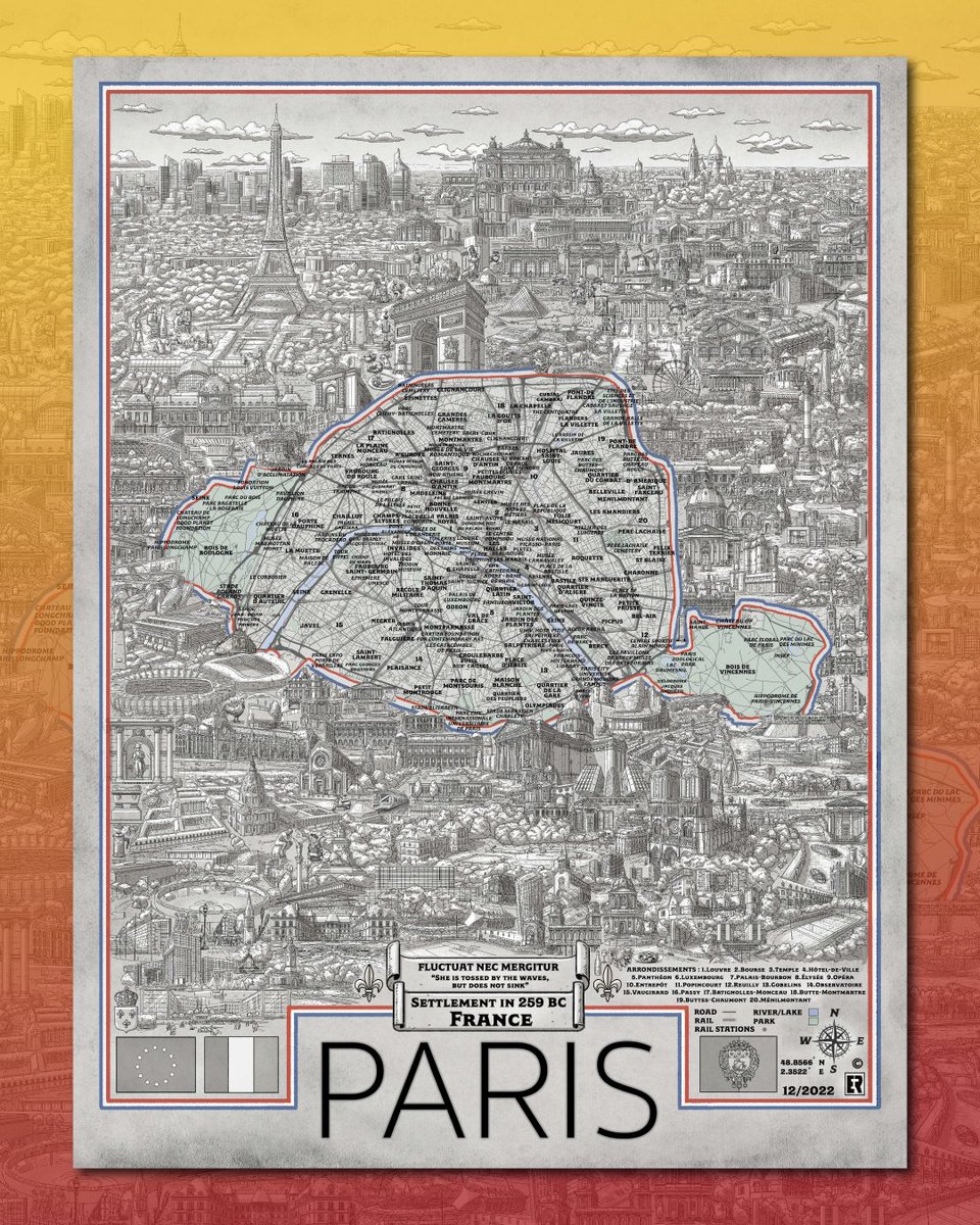 AskMighty's tweet photo. Next stop: Paris! 🇫🇷
Starting our latest @edward_rowan showcase with this mesmerizing, hand-drawn map of Paris, France from our mid-April print run. The architectural line work here is just unreal.
Up next: New York City!
#mightyposters #parisart #mapillustration #posterdesign https://t.co/8SJcYby7J3
