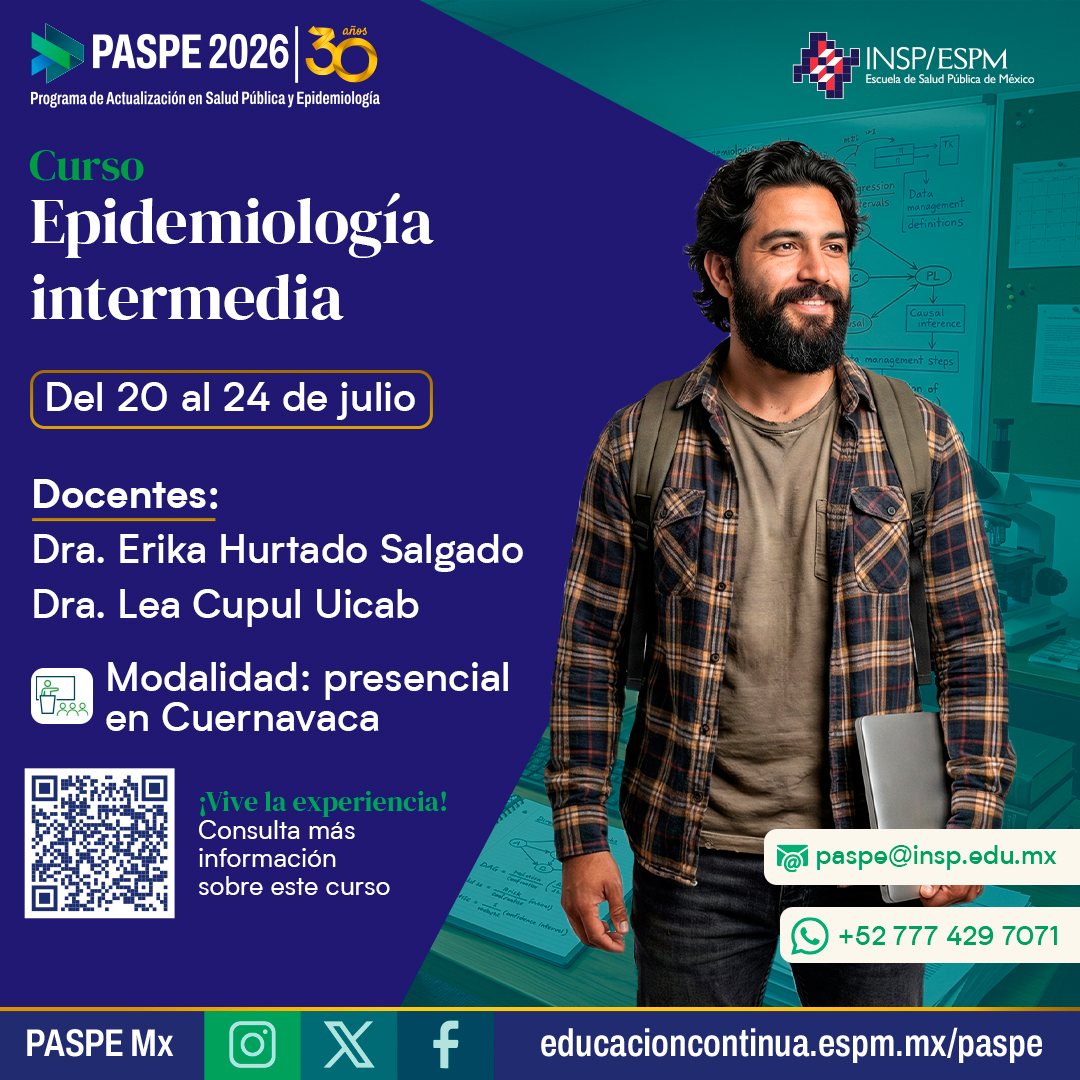 PASPEMx's tweet photo. #CursosPASPE 📚 Profundiza en el estudio de la epidemiología y fortalece tus habilidades para analizar información 📊 Desarrolla herramientas para interpretar datos y comprender mejor los procesos que influyen en la salud de las poblaciones 🧑‍🧑‍🧒‍🧒

🔗 https://t.co/Tx2nFN6EVe https://t.co/r11bIFD0jS