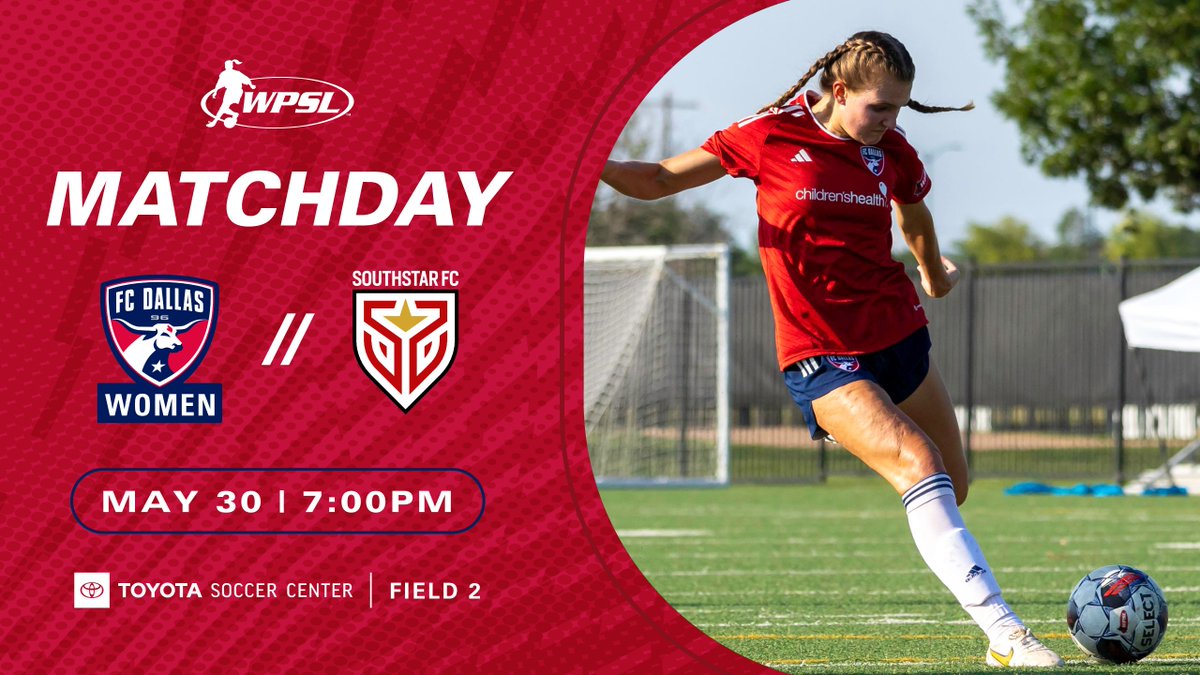 FCDallasYouth's tweet photo. WE ARE BACK AT IT AGAIN!!

Catch FC Dallas Women tonight at 7pm against Southstar FC.

📅 Date: Saturday, May 30, 2026
🕗 Kickoff: 7:00 PM
📍 Venue: Toyota Soccer Center – Field 2 (Dr. Pink)
🎟️ Admission: $5 at the gate (cash or card)

Another great opportunity to have some fun out in Frisco! ⚽⚽