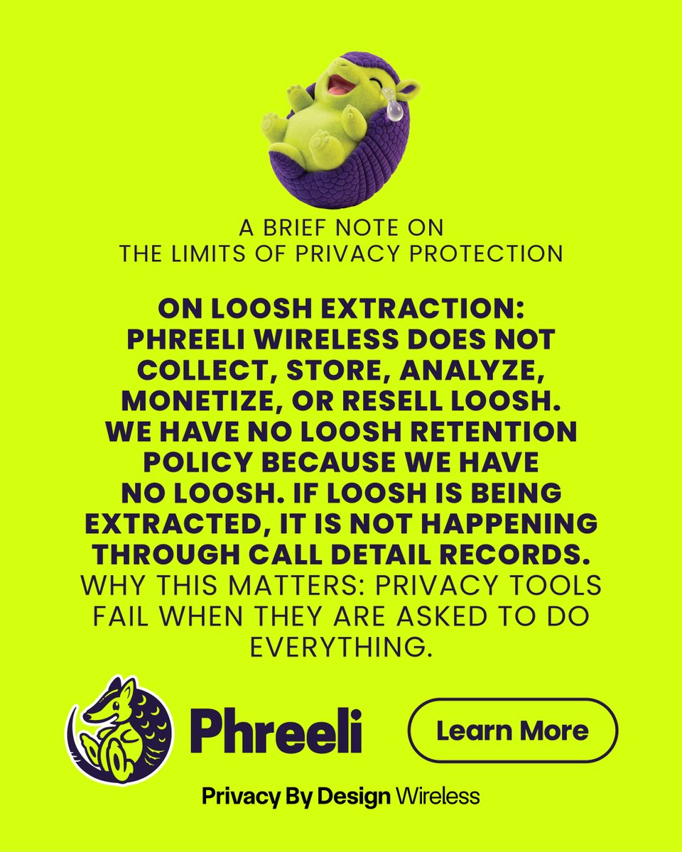 phreeli's tweet photo. Phreeli does not collect, store, analyze, monetize, or resell your loosh. we said what we said. more privacy than the 3 biggest US telecoms. #Phreeli #loosh https://t.co/FbtIdQcaCT